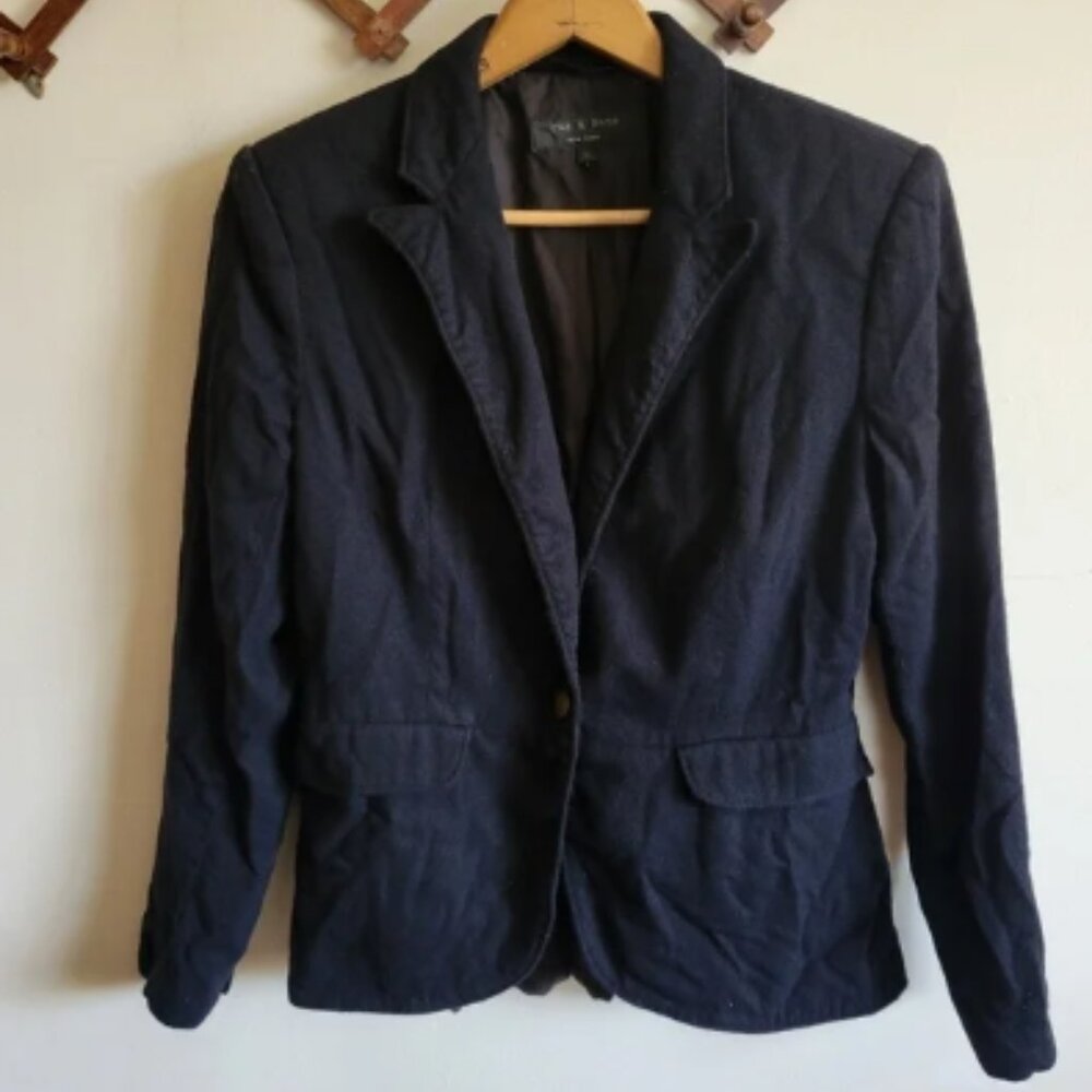 Rag & Bone Wool Blend Blazer Black Medium 6